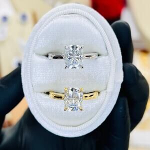 3.16ctw Cushion Cut Moissanite w/ Hidden Halo Solitaire Engagement Ring